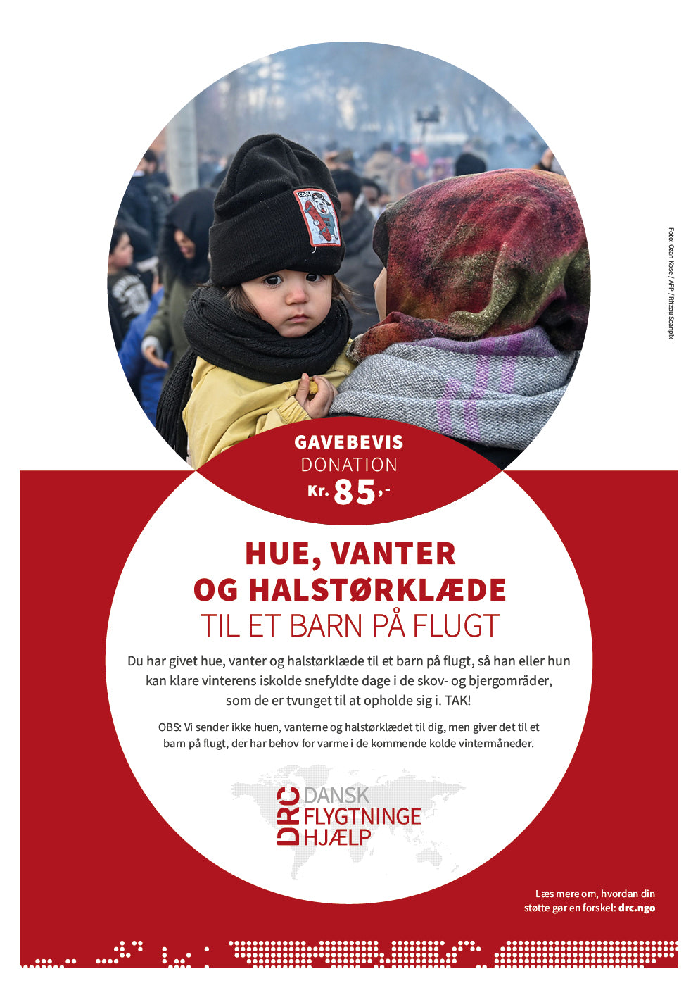 Giv hue og vanter til et barn på flugt