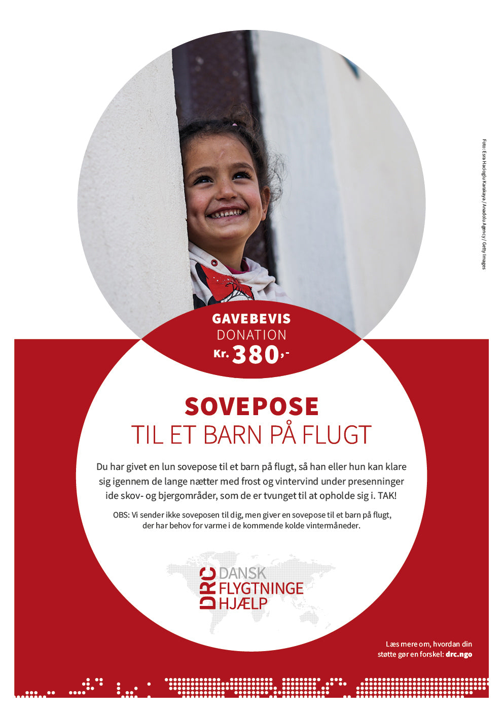 Giv en sovepose til et barn på flugt
